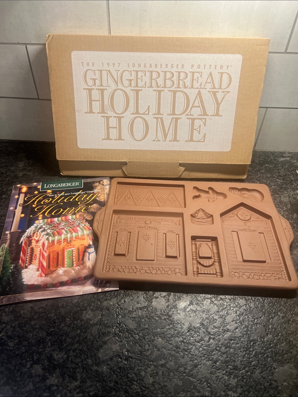 Longaberger Gingerbread Holiday Home Mold - Tan NEW IN BOX WITH INSTRUCTIONS